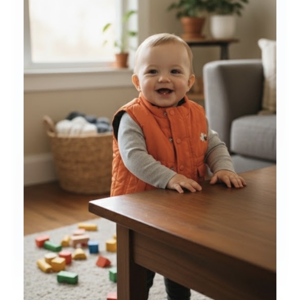 SOLD OUT Orange Kids Vest with Leaf Design